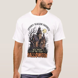 T-shirt Chemise de saison effrayante manoir hanté gravure