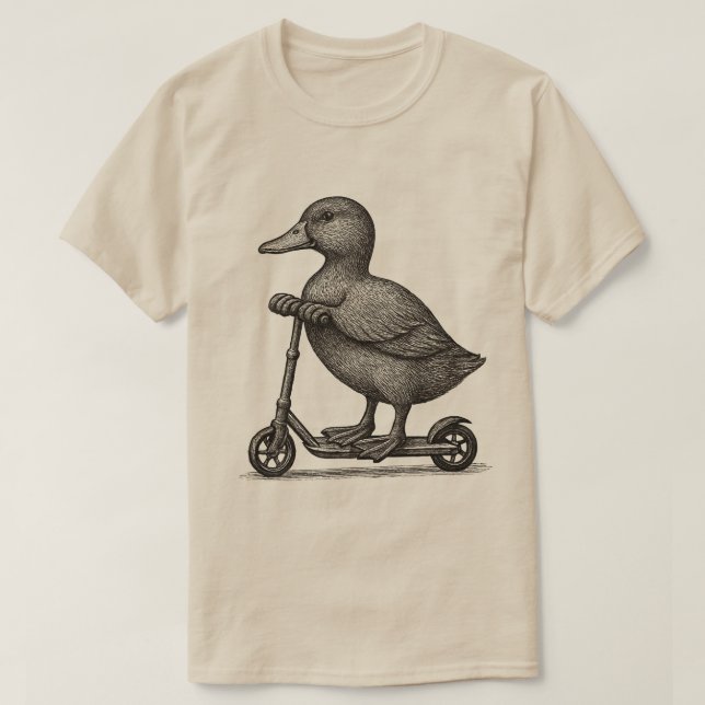 T-shirt "Chemise de Scooter de canard Whimsical - Mignonne (Design devant)