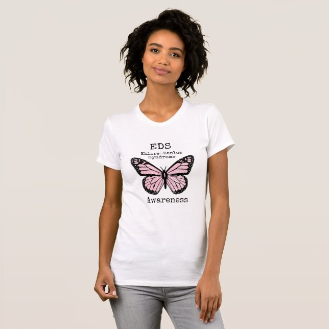 T-shirt Chemise de sensibilisation EDS papillon rose (Devant entier)