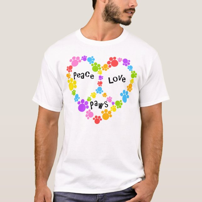 T-shirt chemise de signe de paix de coeur ! Empreintes de (Devant)