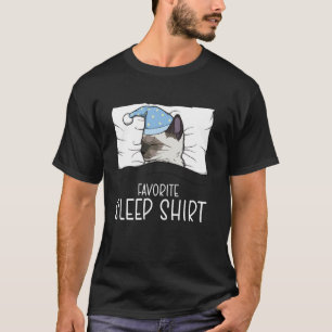 T-shirt Chemise de sommeil préférée chat siamois, Napping 