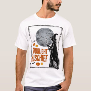 T-shirt Chemise de sorcière vintage silhouette de lune d'H