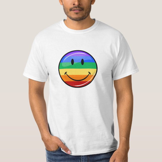 T-shirt Chemise de sourire de bouton de drapeau de gay (Devant)