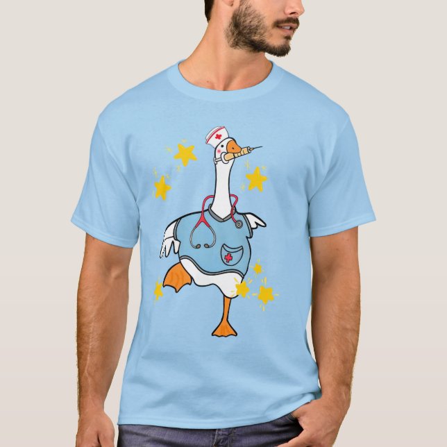 T-shirt Chemise de sport Infirmière Oie Idiote, Chemise d' (Devant)
