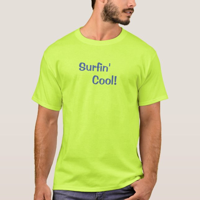 T-shirt Chemise de surfeur vert sécurité Surfin' Cool (Devant)