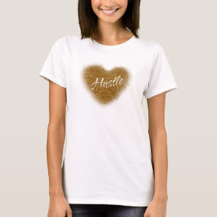 T-shirt Chemise de tank à paillettes or HUSTLE cœur de gla
