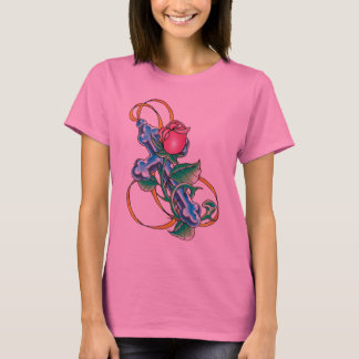 T-shirt Chemise de tatouage de croix et de rose