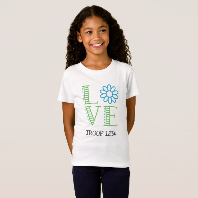 T-Shirt Chemise de troupe d'amour de scout de marguerite (Devant entier)
