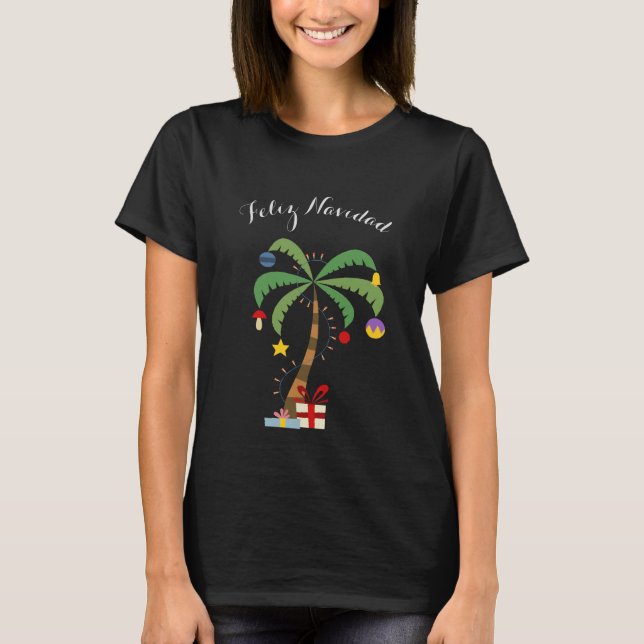 T-shirt Chemise de Vacances Feliz Navidad (Devant)
