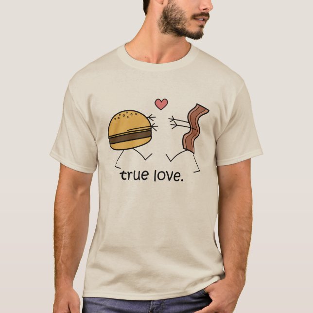T-shirt Chemise de "véritable amour" de cheeseburger et de (Devant)