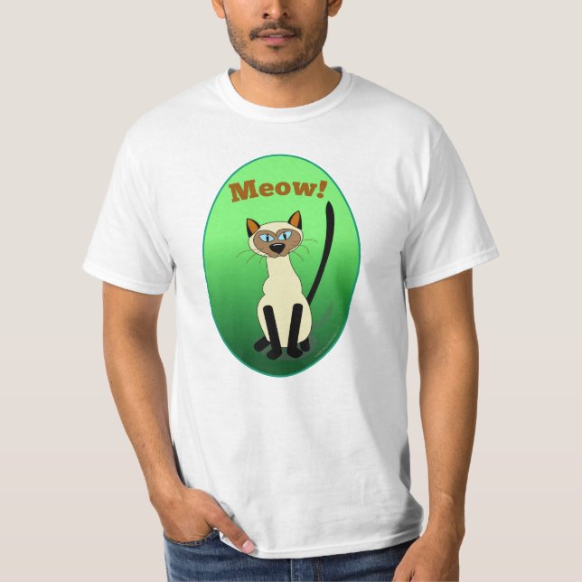 T-shirt Chemise de vert de chat siamois (Devant)