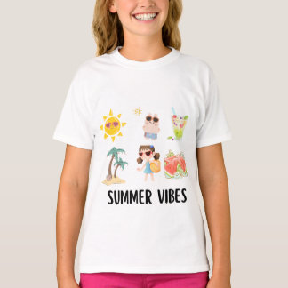 T-shirt chemise de vibes d'été mignon pour les enfants.