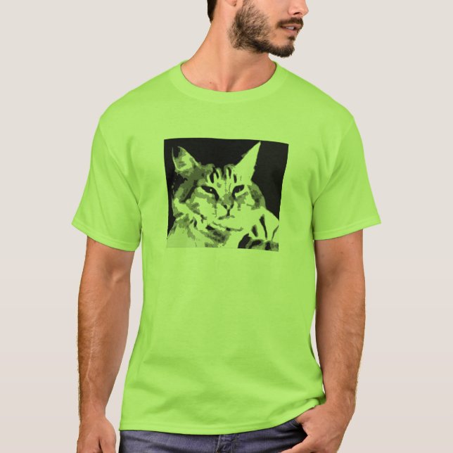 T-shirt chemise de visage de chat de clavier (Devant)