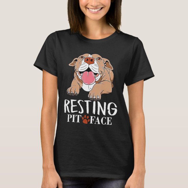 T-shirt Chemise de visage Pot de repos amusant Pitbull Lov (Devant)