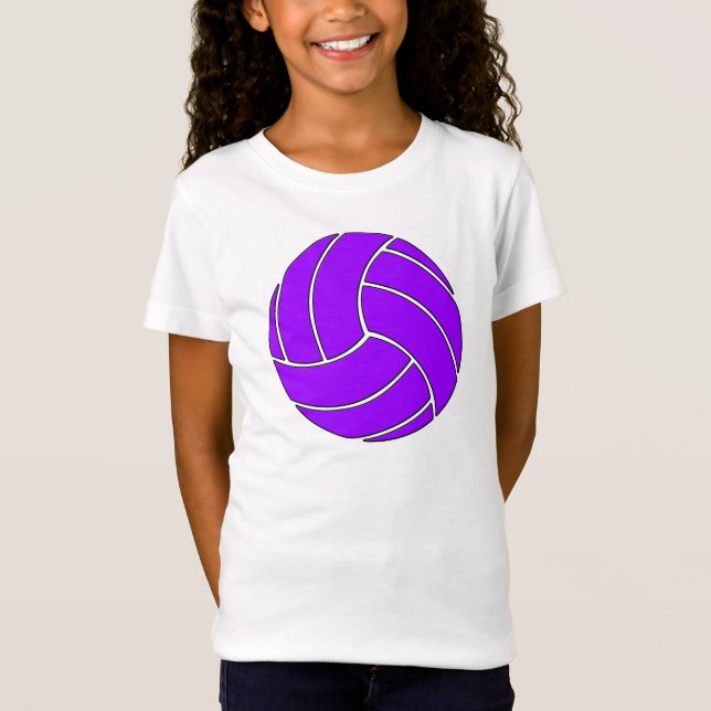 T-Shirt Chemise de volley-ball violet mignonne Girls (Devant)