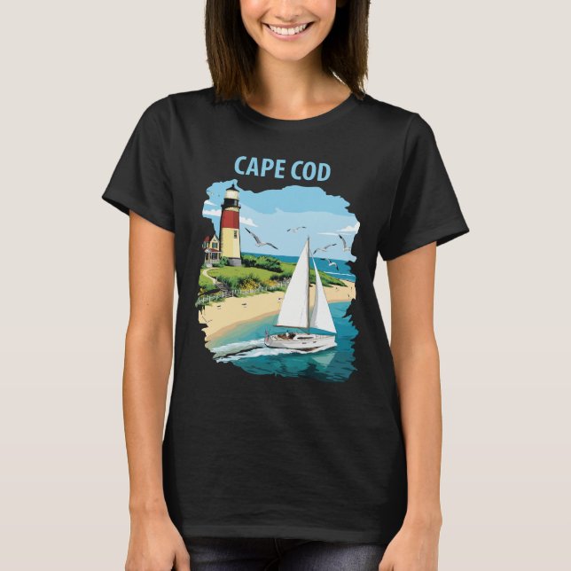 T-shirt Chemise de voyage à voile du phare du Cap Cod (Devant)