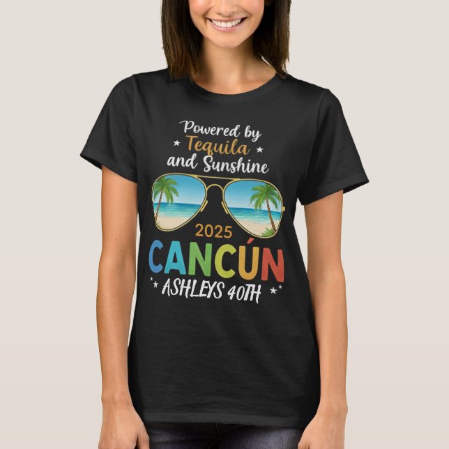 T-shirt Chemise de voyage d'anniversaire de Cancun - Nom e (Devant)