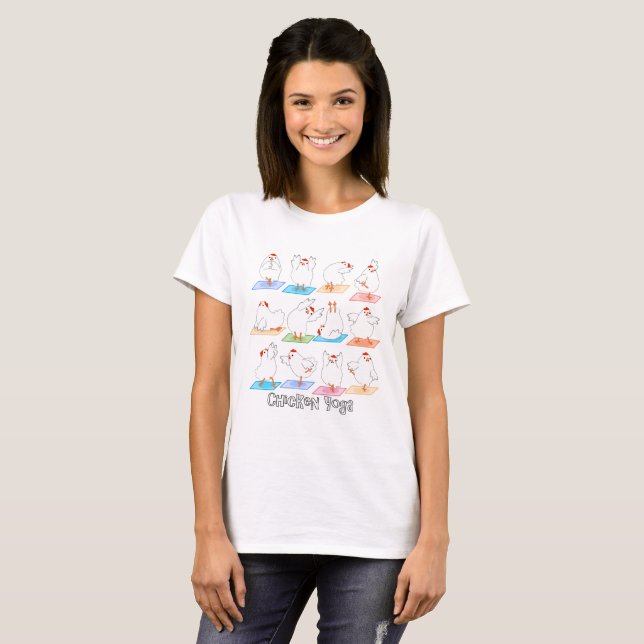 T-shirt Chemise de yoga de poulet (Devant entier)