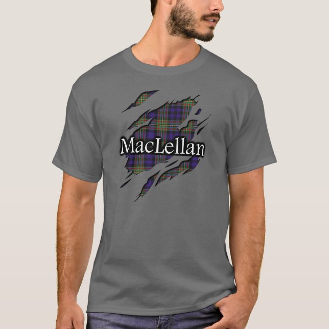 T-shirt Chemise déchirée par tartan de MacLellan de clan (Devant)