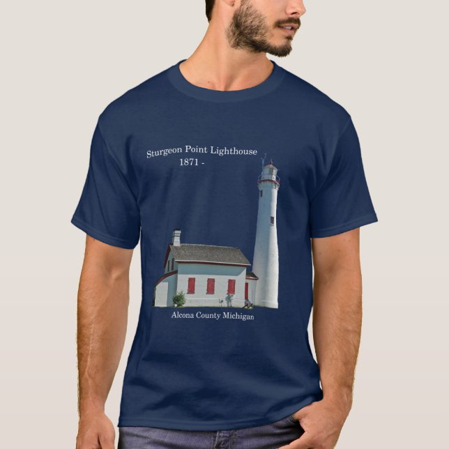 T-shirt Chemise découpée du phare de Sturgeon Point foncée (Devant)