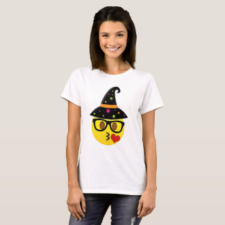 T-shirt Chemise d'Emoji de sorcière de Halloween Kissy