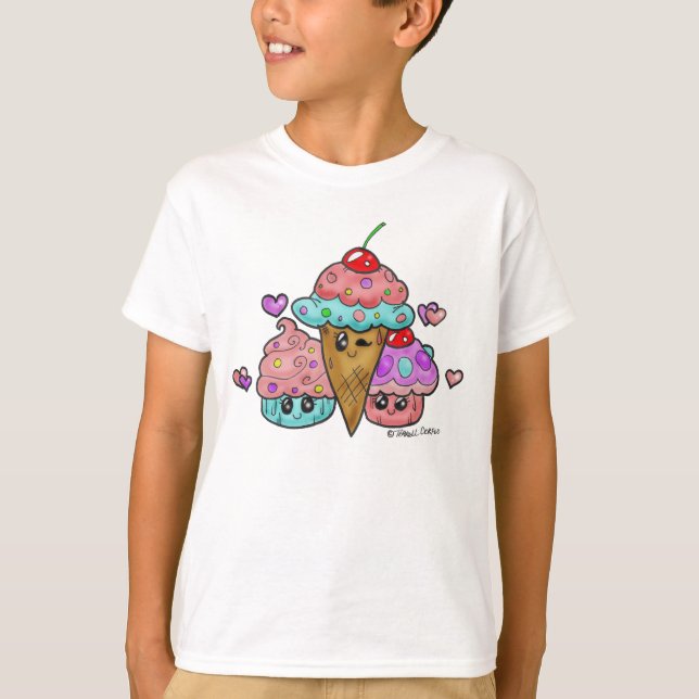 T-shirt Chemise d'ENFANTS "juste de desserts" (Devant)