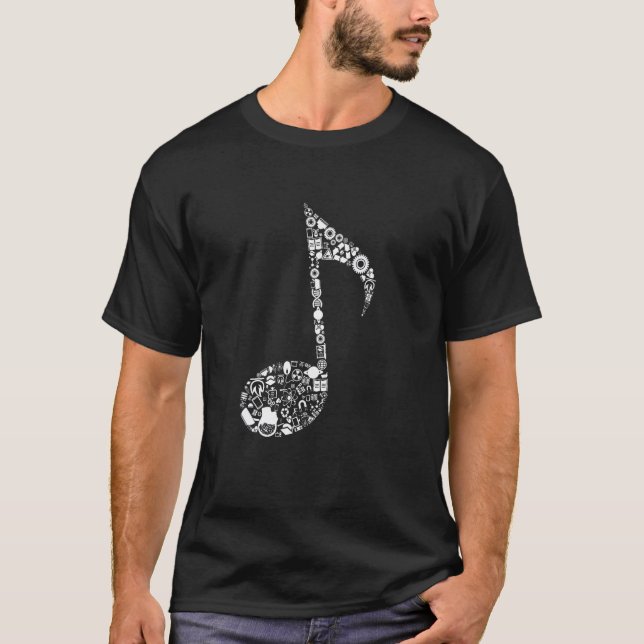 T-shirt chemise d'enseignant clé de notes de musique coupé (Devant)