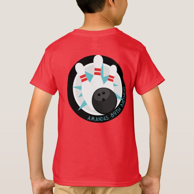 T-shirt Chemise d'événement Red Bowling + Nom sur la poche (Dos)