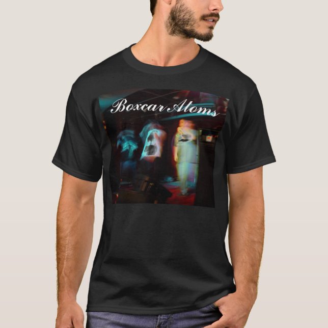 T-shirt Chemise d'exposition de noir d'atomes de wagon (Devant)