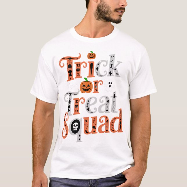 T-shirt Chemise d'Halloween de l'équipe Trick ou Treat - É (Devant)