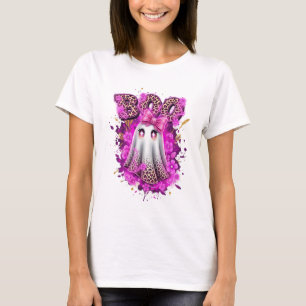 T-shirt Chemise d'Halloween du fantôme léopard rose