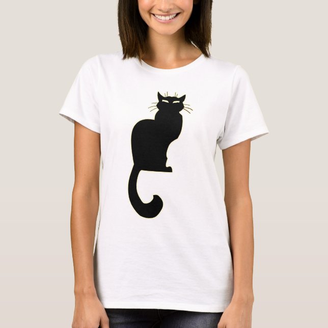 T-shirt Chemise d'Halloween femme Chat noir Dames Chat Top (Devant)