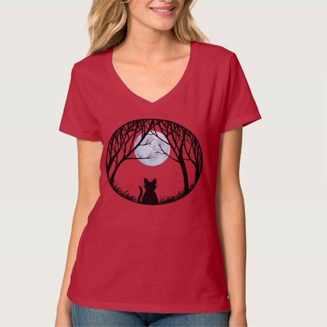 T-shirt Chemise d'Halloween femme en gros chat Chemises fe (Devant)