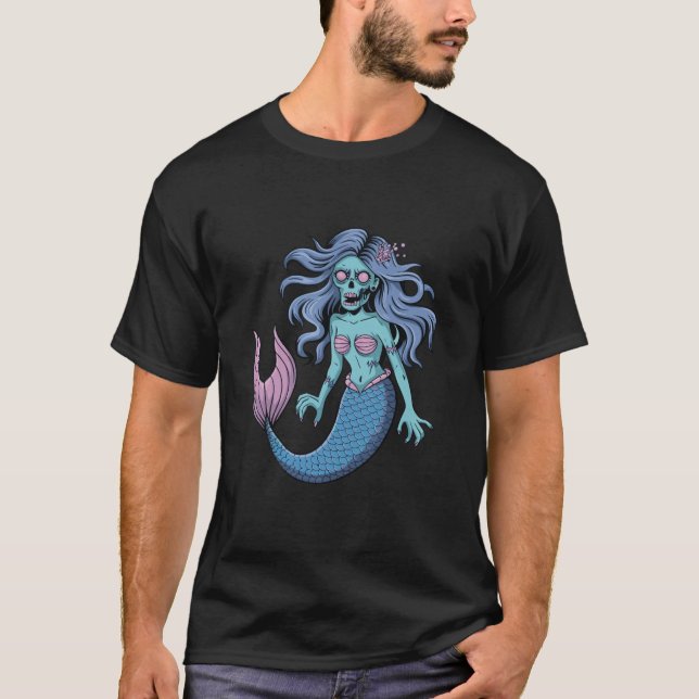 T-shirt Chemise d'Halloween Zombie Mermaid (Devant)