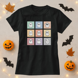 T-shirt Chemise d'humeur fantôme d'Halloween; grille d'hum