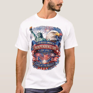 T-shirt Chemise Dieu bénisse l'Amérique pour la fête de l'