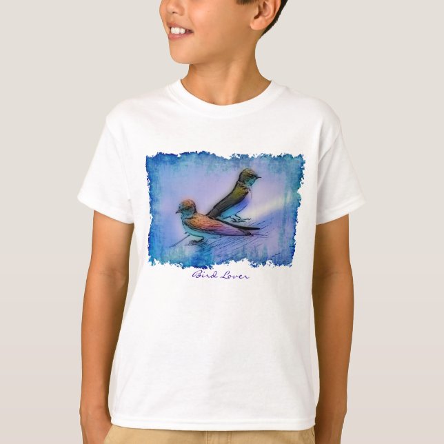 T-shirt Chemise d'Illustration de la faune "Oiseau-Amant" (Devant)