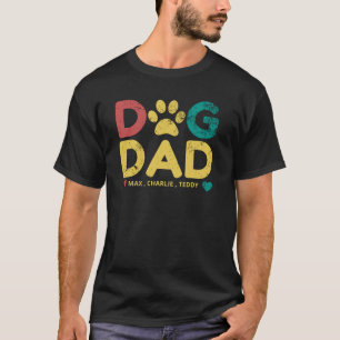 T-shirt Chemise Dog Dad/Ajoutez les Noms de Vos Chiens Per