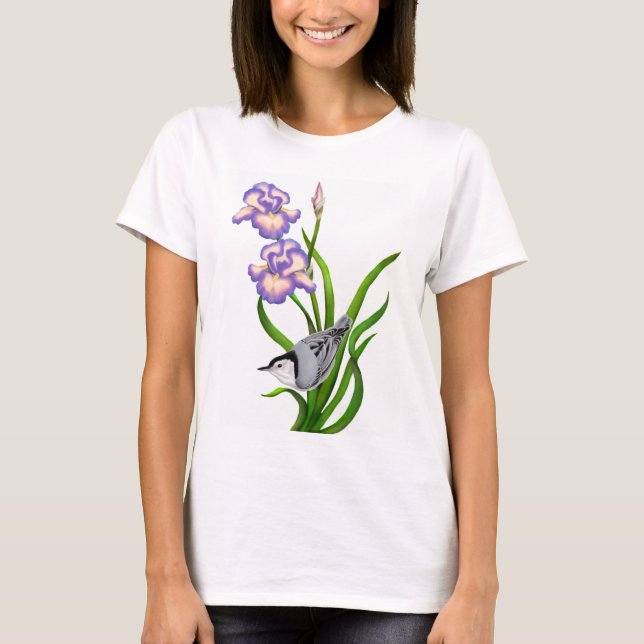 T-shirt Chemise d'oiseau Nuthatch à poitrine blanche (Devant)