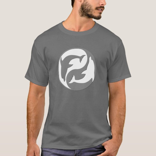 T-shirt Chemise Dolphins Yang Gris Et Blanc (Devant)