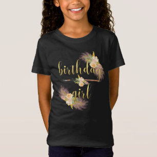 T-Shirt Chemise d'or chic de noir de fille d'anniversaire