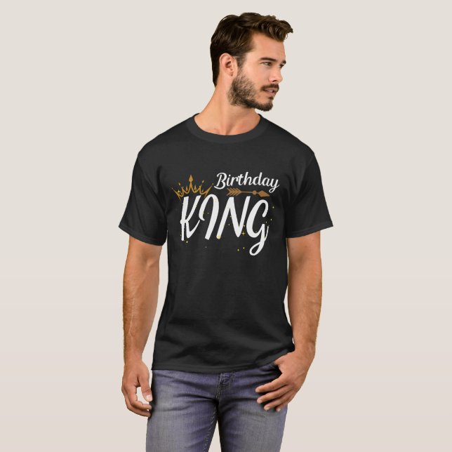 T-shirt Chemise D'Or King Anniversaire Pour Garçons Et Hom (Devant entier)