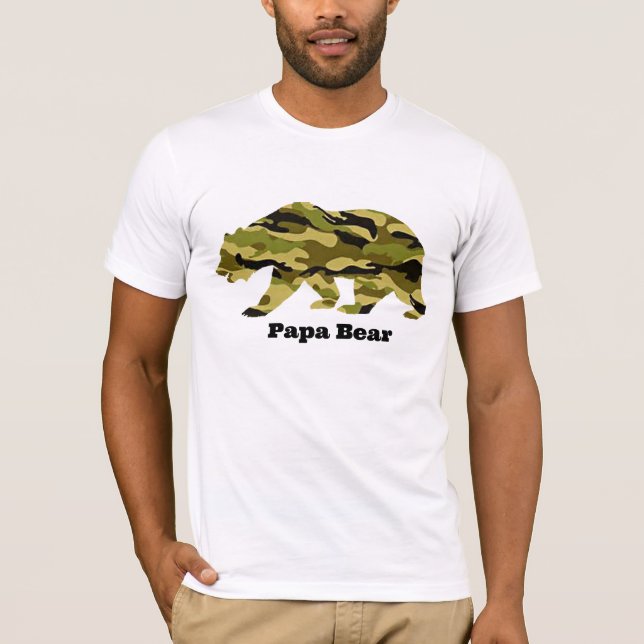 T-shirt Chemise d'ours Camo Papa - Militaire Papa Tee pour (Devant)