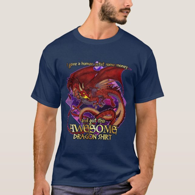 T-shirt Chemise Dragon Awesome (Rouge) (Devant)