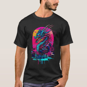 T-shirt Chemise Dragon Cyberpunk, Rétro Futuriste Outrun S
