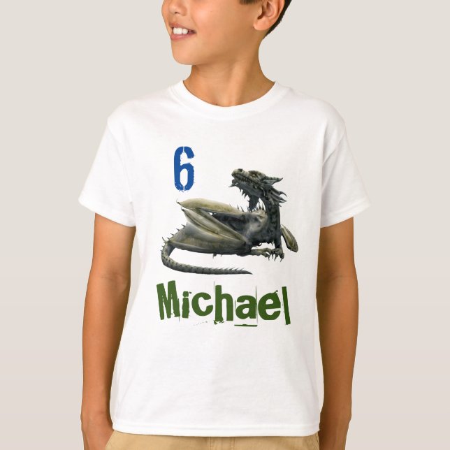 T-shirt Chemise Dragon nom personnalisé âge (Devant)