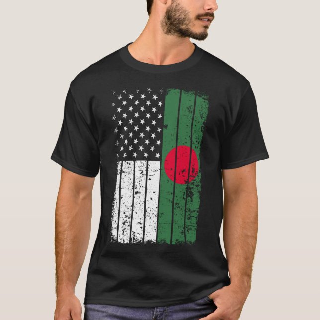 T-shirt Chemise Drapeau Américain Bangladais - Bangladesh  (Devant)