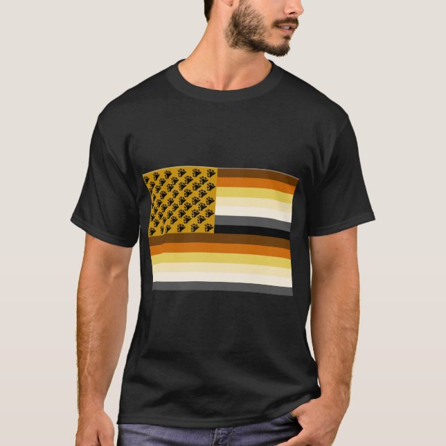 T-shirt Chemise Drapeau Américaine Gay Bear (Devant)