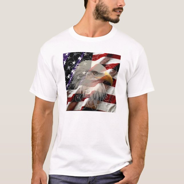 T-shirt Chemise drapeau de l'aigle américain (Devant)