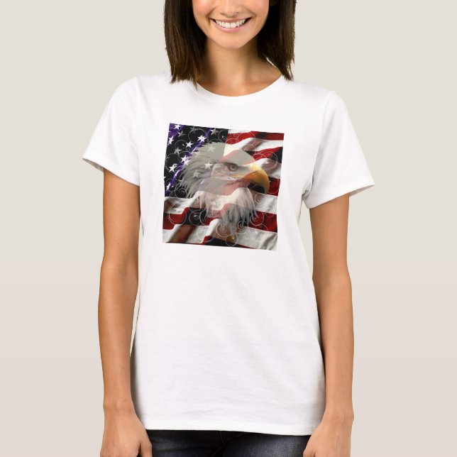 T-shirt Chemise drapeau de l'aigle américain (Devant)